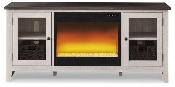 Dorrinson Beige 60" TV Stand with Fireplace