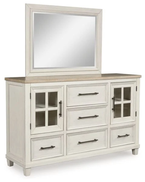 Shaybrock White Dresser and Mirror