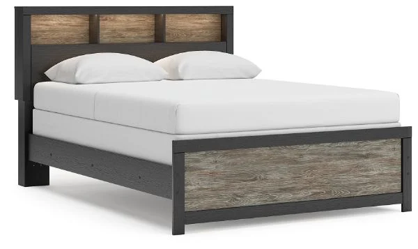 Broachmyn Black Queen Bookcase Panel Bed