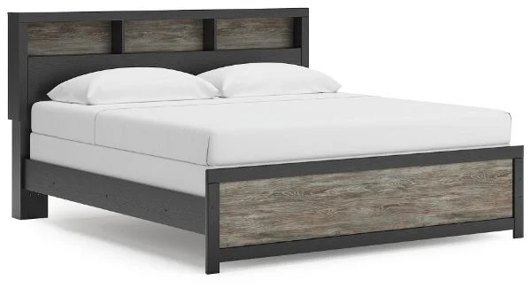 Broachmyn Black King Bookcase Panel Bed