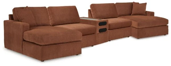 Modmax Orange 5 Piece Sectional with Audio Console
