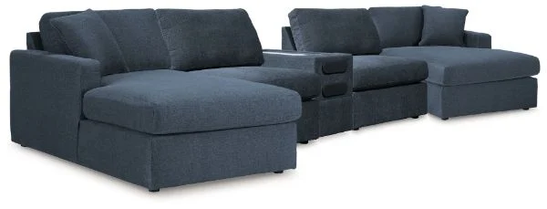 Modmax Blue 5 Piece Sectional with Audio Console