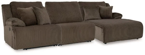 Top Tier Brown 3PC Reclining Sofa Chaise Sectional
