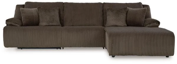 Top Tier Brown 3PC Reclining Sectional Sofa Chaise
