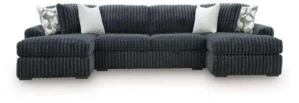 Midnight-Madness Gray 3PC Double Chaise Sectional