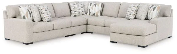 Laurelgrove Beige 5-Piece Sectional with Chaise