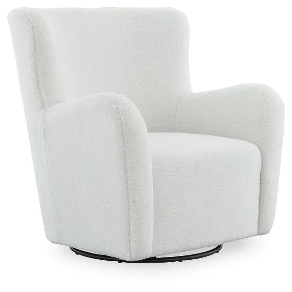 Rowenburg White Swivel Glider Accent Chair