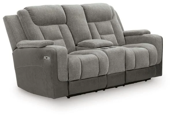 Mixed Motion Gray Power Reclining Loveseat