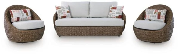 Double Point Outdoor Loveseat and 2 Swivel Chairs