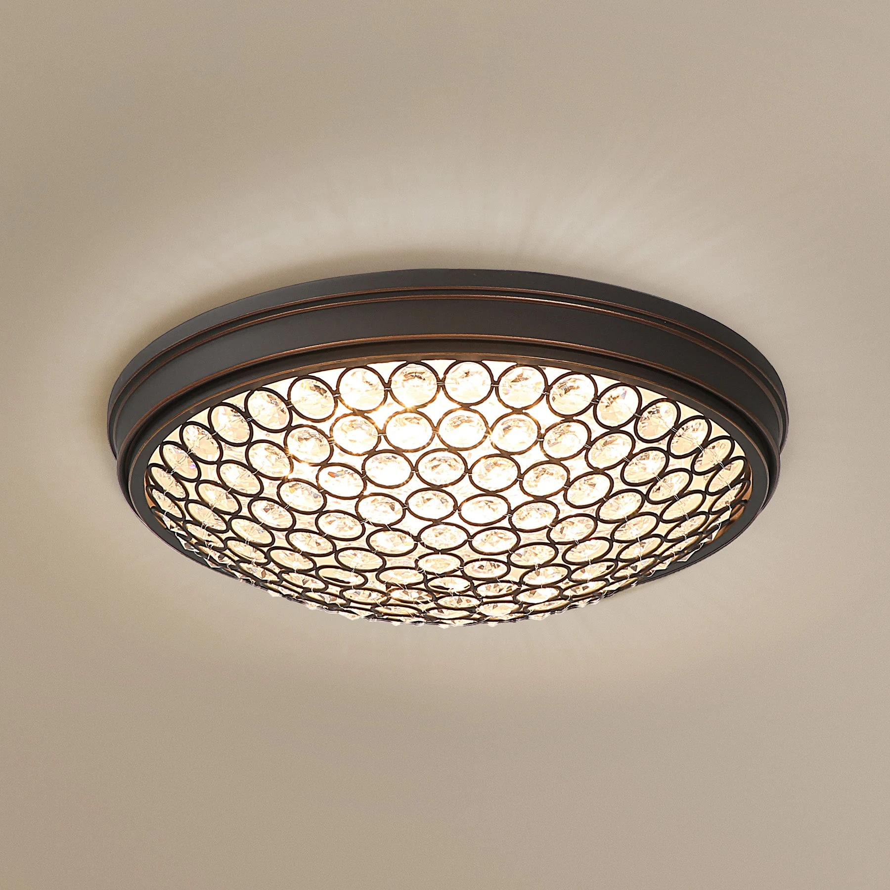 13" Ceiling Light Fixture, LED Flush Mount Ceiling Light with Modern Crystal