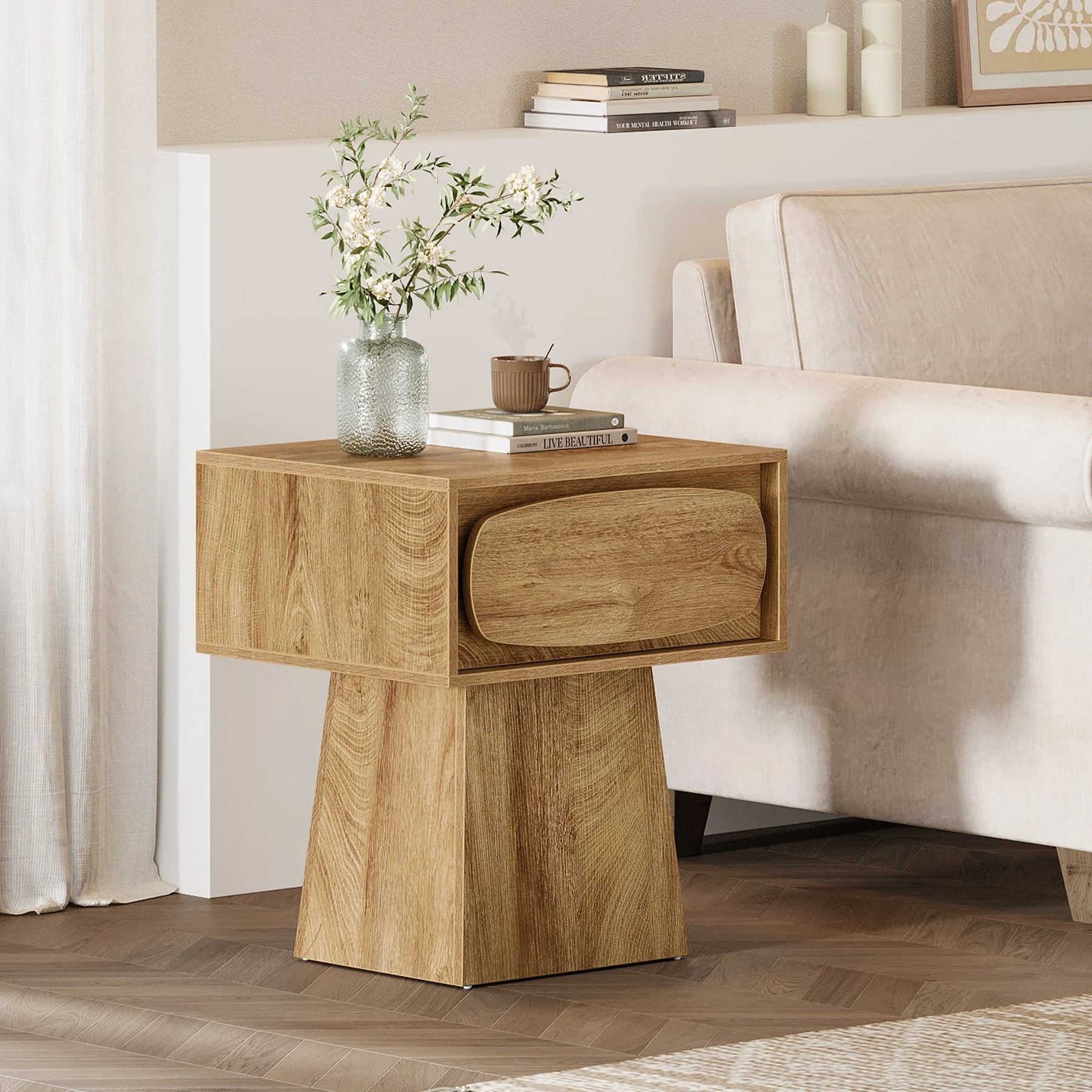 21.6" End Table, Small Side Table with Storage Drawer