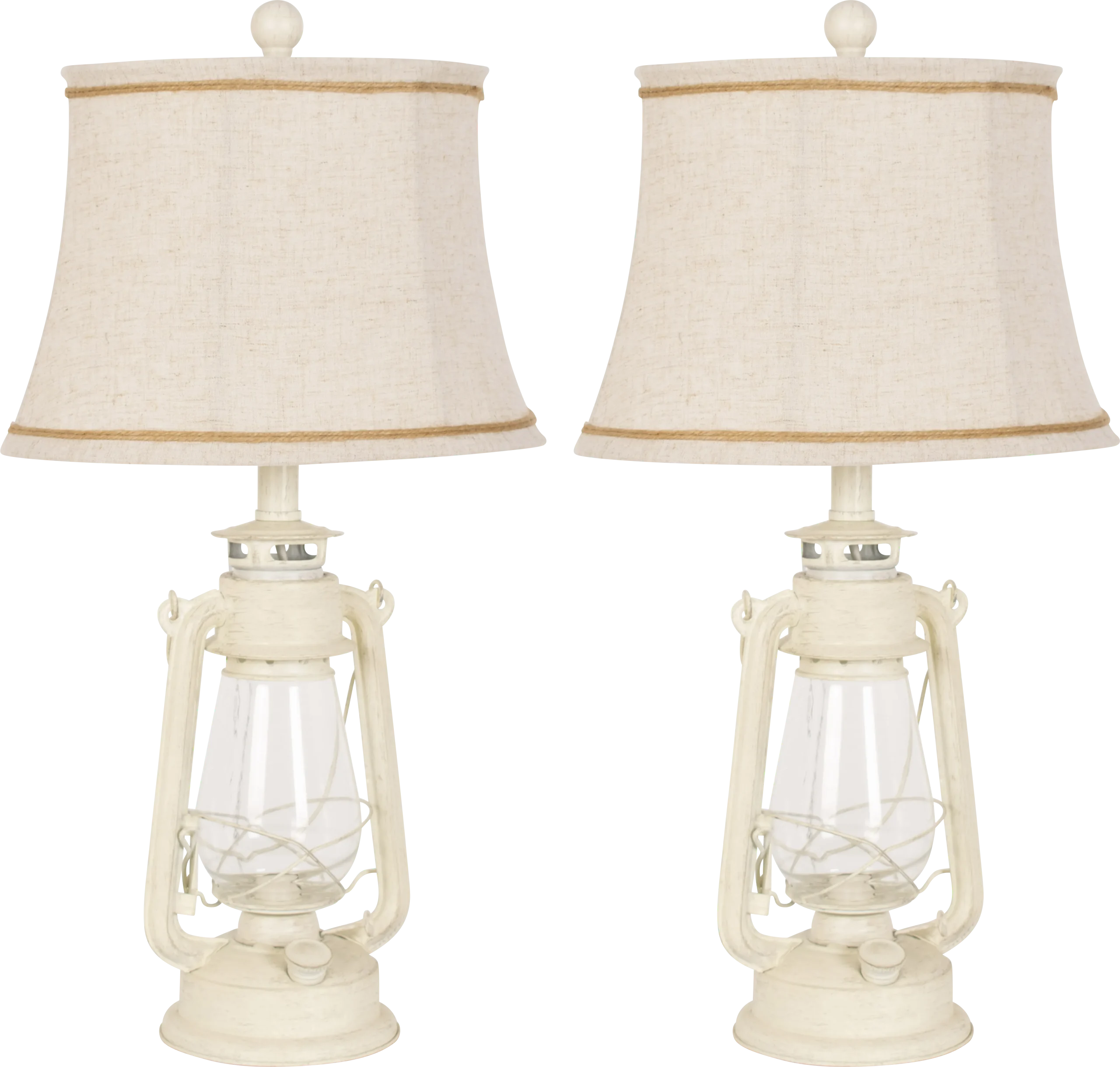 Abanico Court White Table Lamps, Set of 2