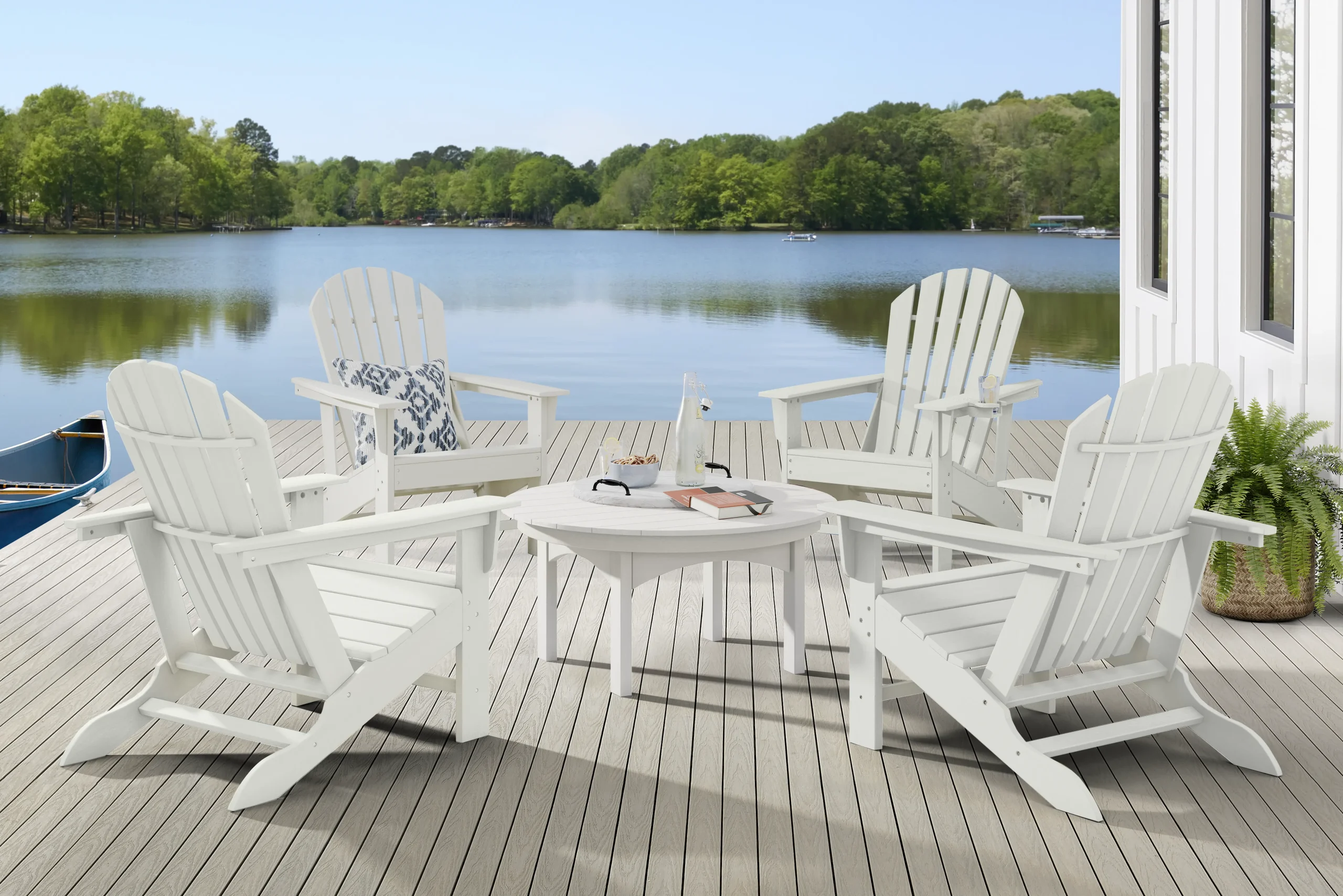 Addy White 5 Pc Round Outdoor Chat Seating Set