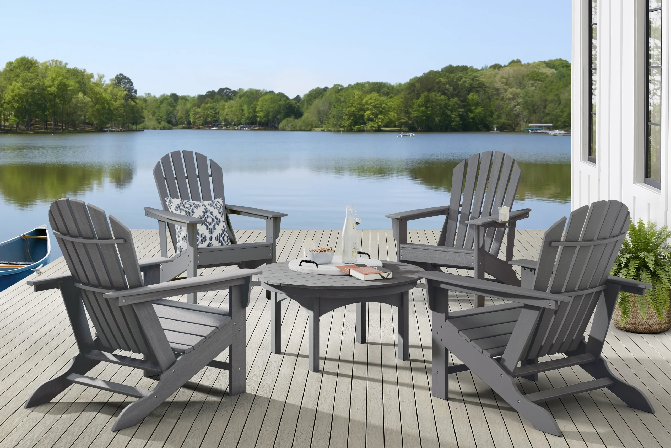 Addy Gray 5 Pc Round Outdoor Chat Seating Set