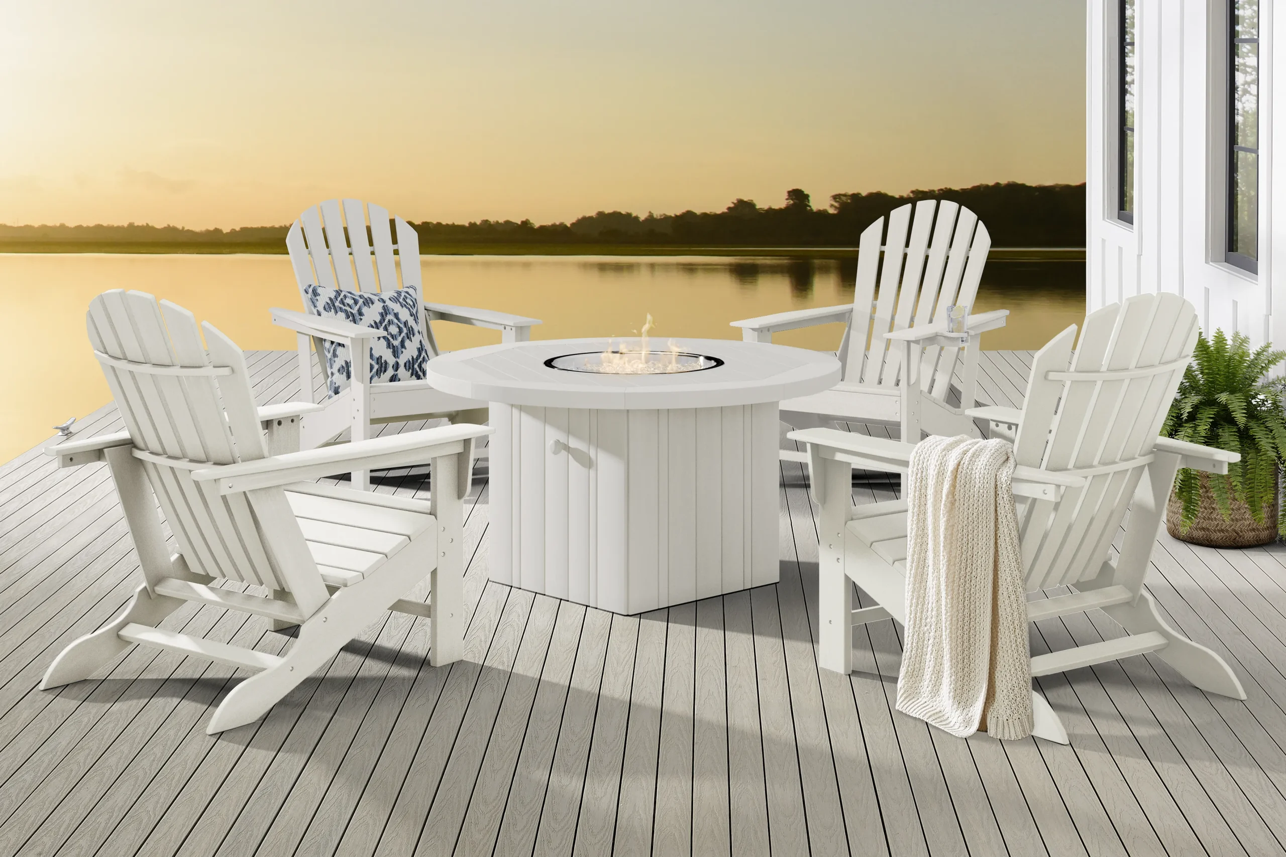 Addy White 5 Pc Outdoor Fire Pit Seating Set