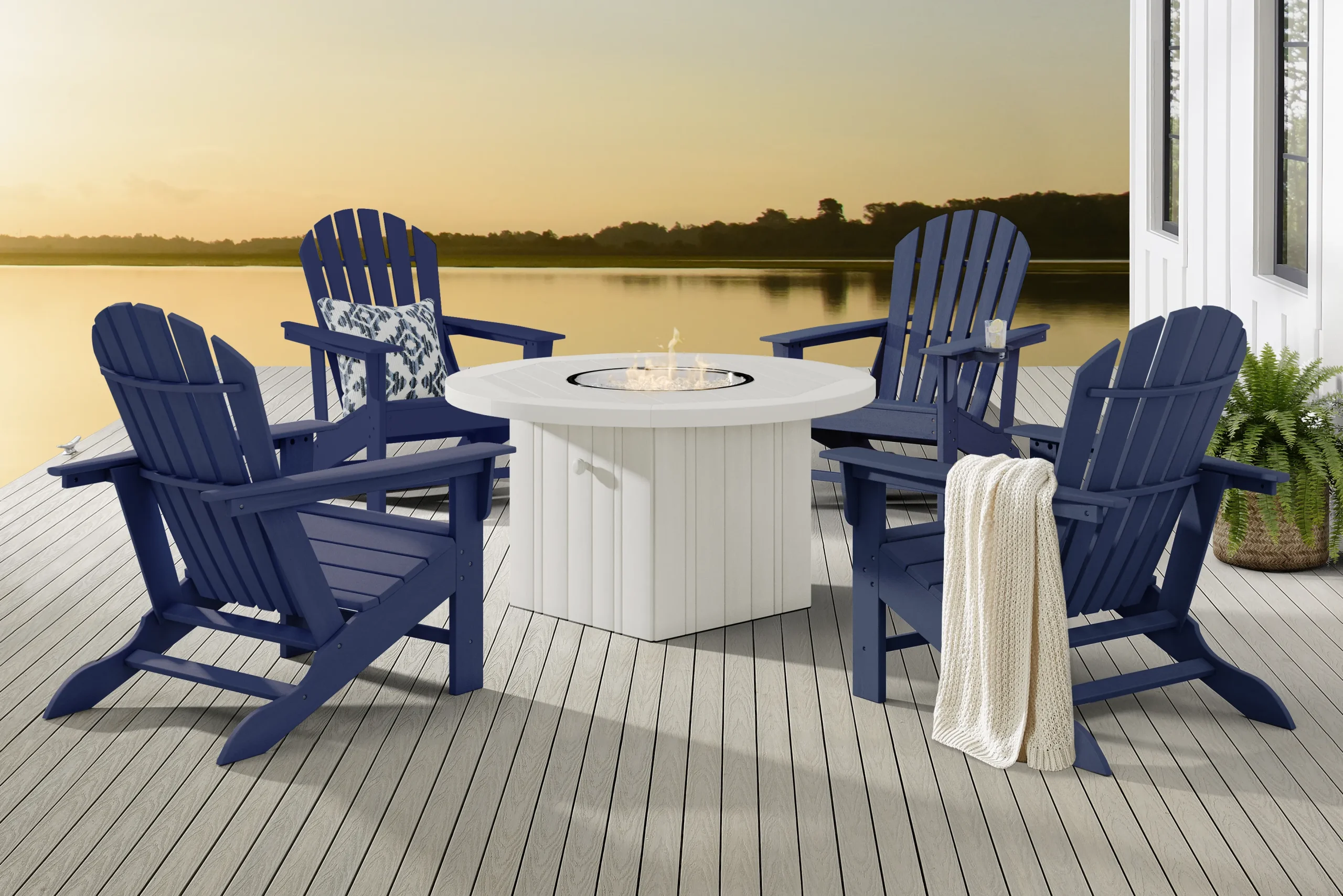 Addy Navy 5 Pc Outdoor Fire Pit Seating Set