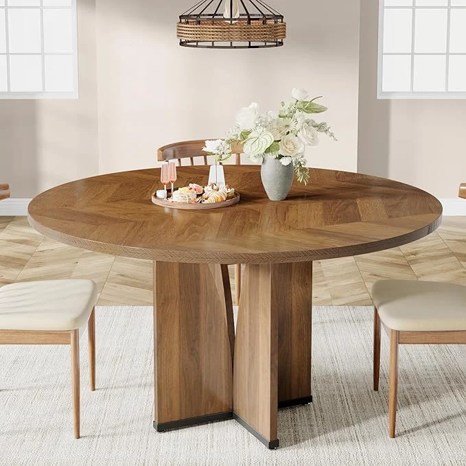 39" Round Dining Table, Farmhouse Kitchen Table for 4 People