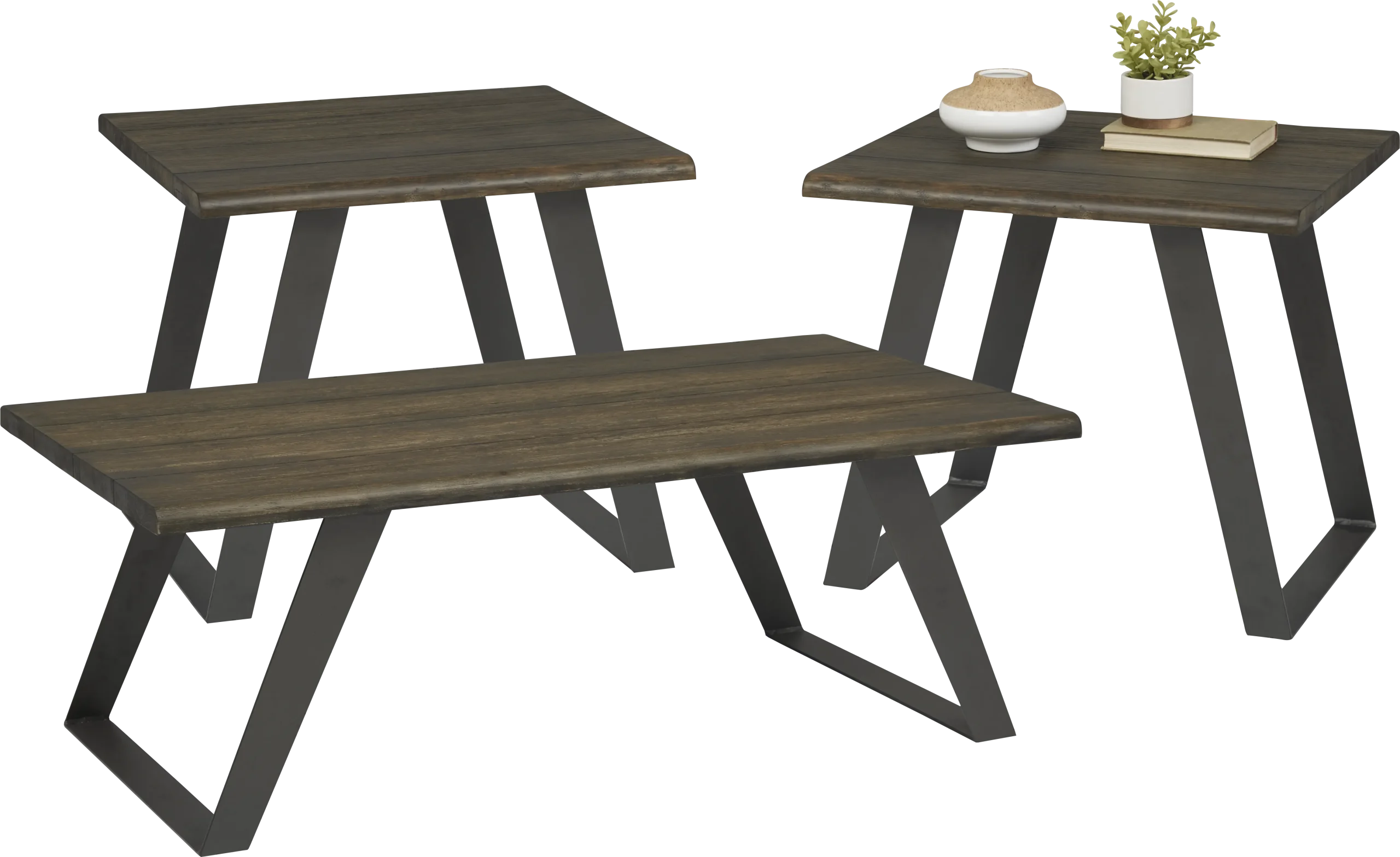 Aden Dark Brown 3 Pc Table Set