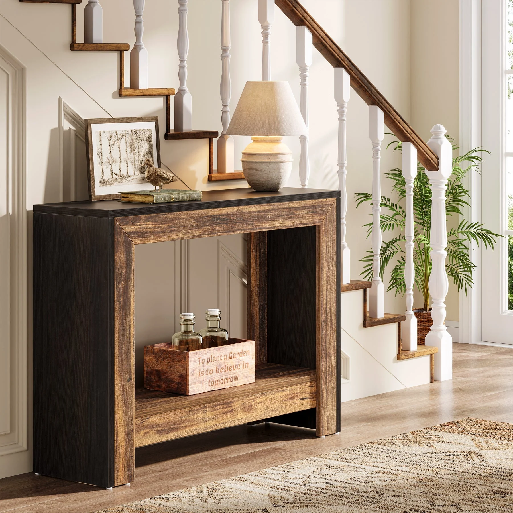 41" Console Table, Farmhouse Hallway Table Sofa Table with Open Storage