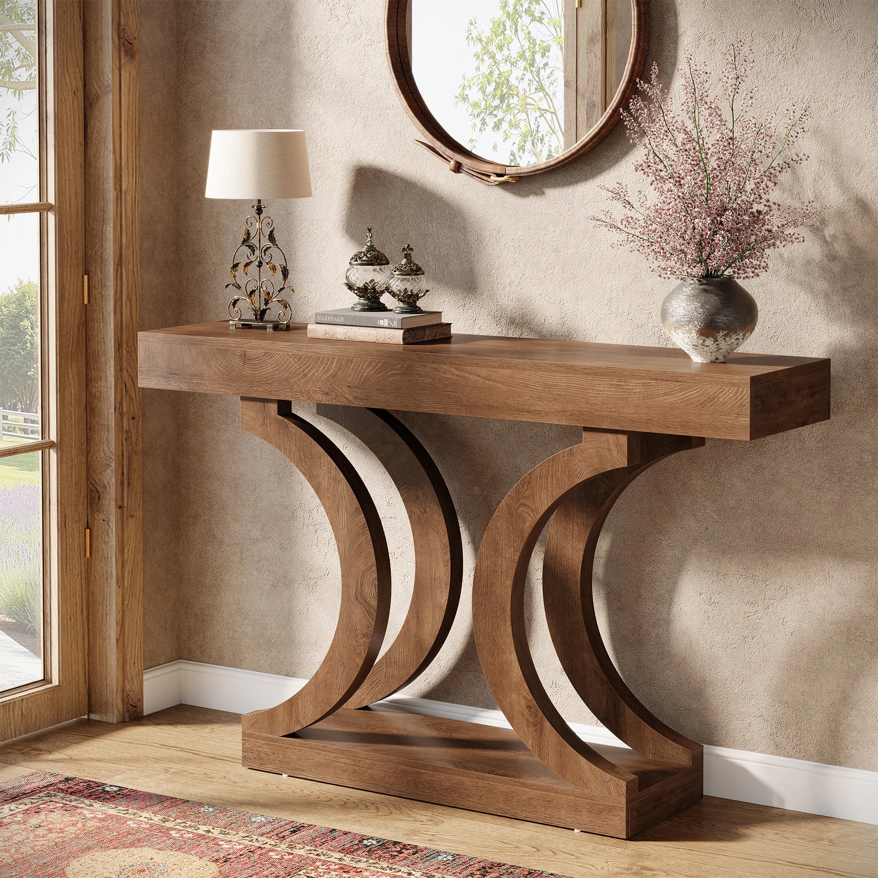 43.3" Console Table, Unique Sofa Table Behind The Couch with Curved Legs