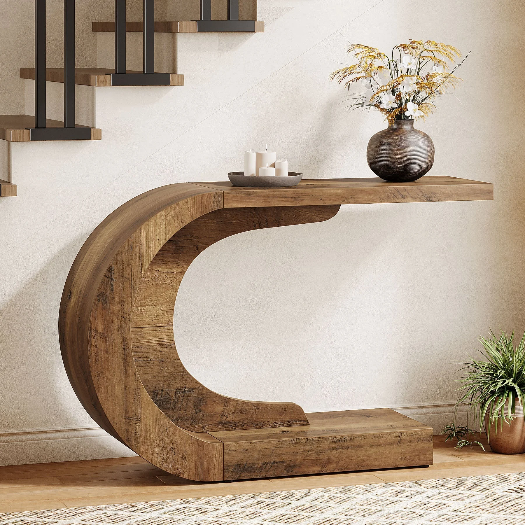 43" Console Table, C-Shaped Modern Accent Table Hallway Table