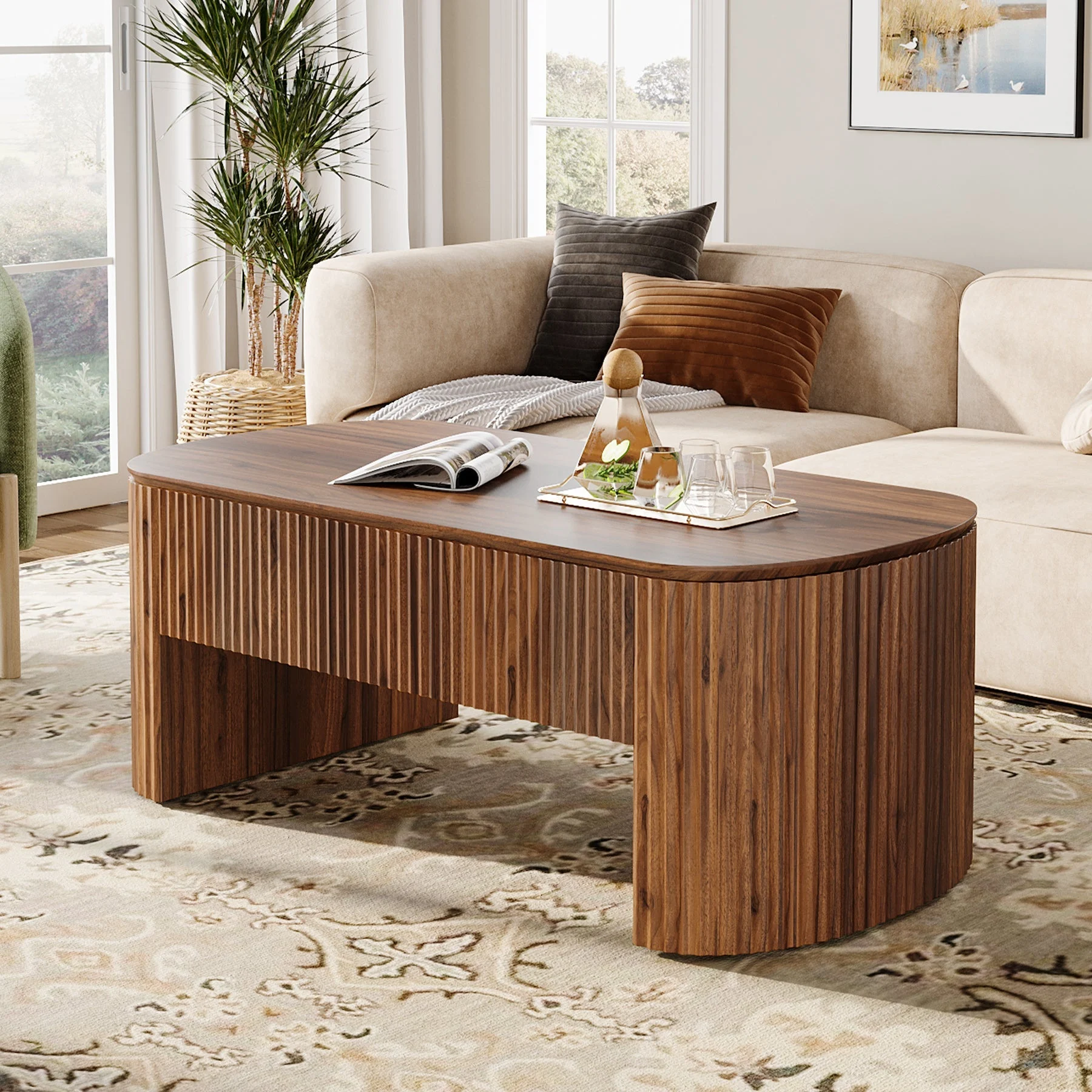 47" Coffee Table, Lift Top Accent Table With Hidden Compartment And Storage Shelf