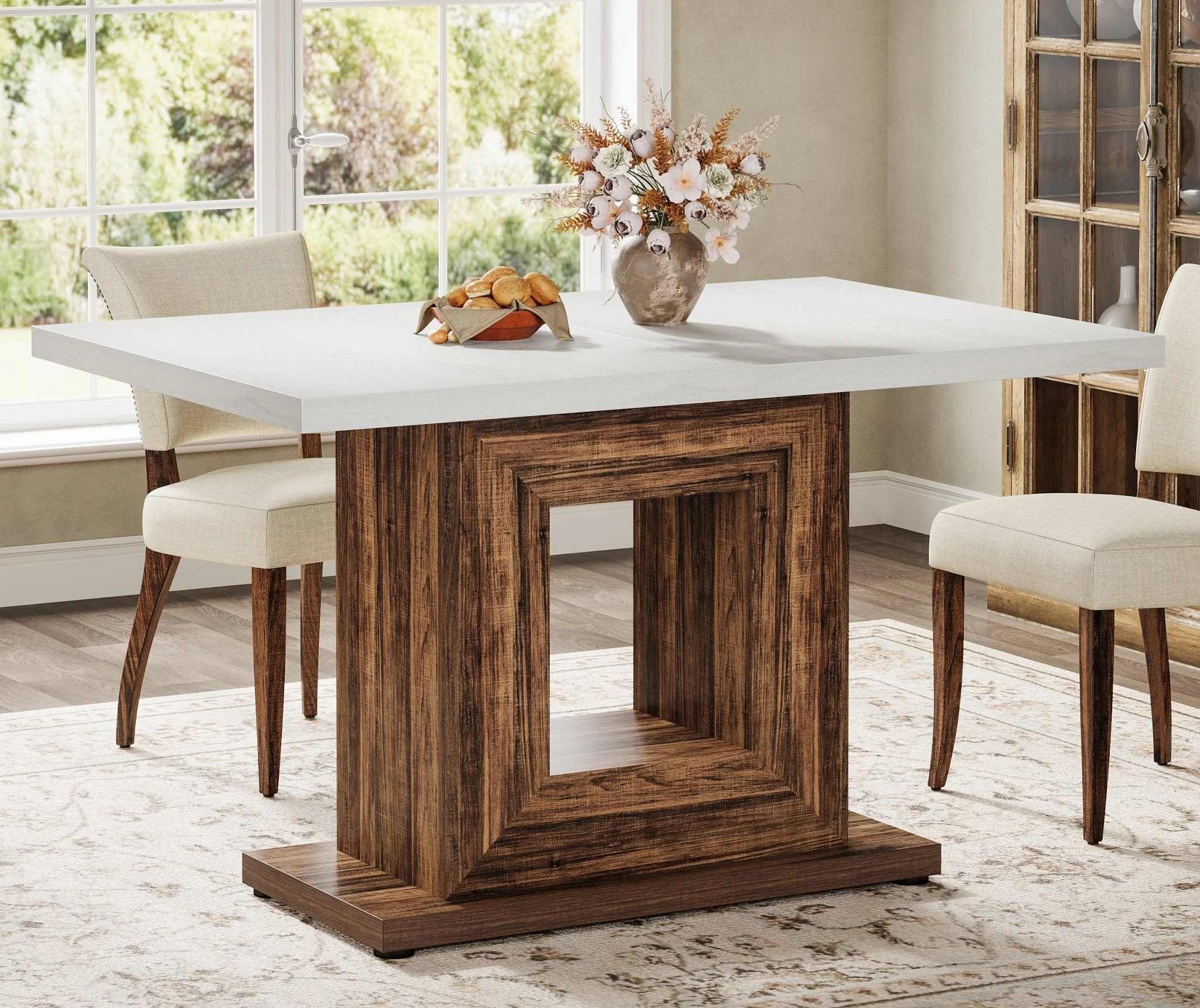 47" Dining Table, Farmhouse Kitchen Dinner Table for 4