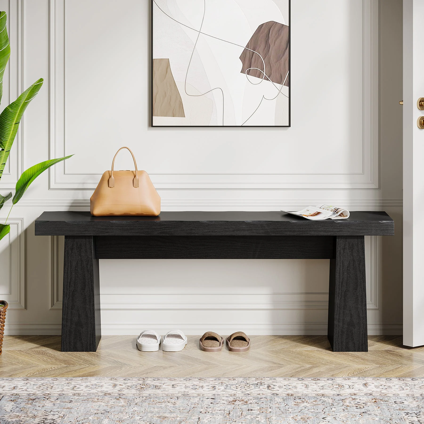47" Entryway Bench, Wooden Dining Table Bench End of Bed Bench