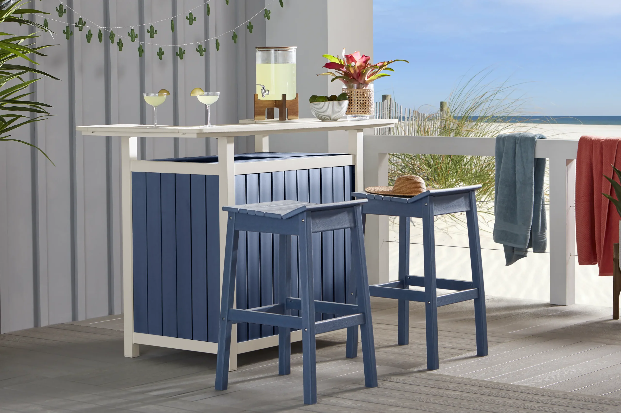 Addy Navy 3 Pc Outdoor Bar Set