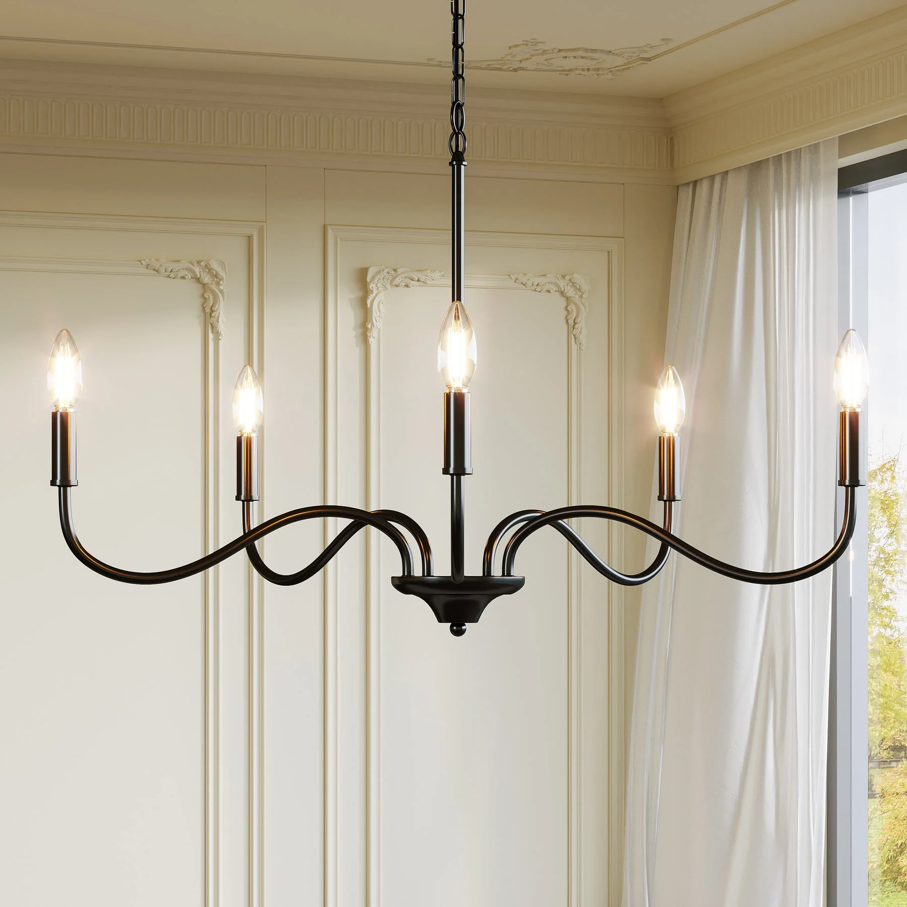 5-Light Chandelier, Modern Pendant Light Fixtures Industrial Lighting