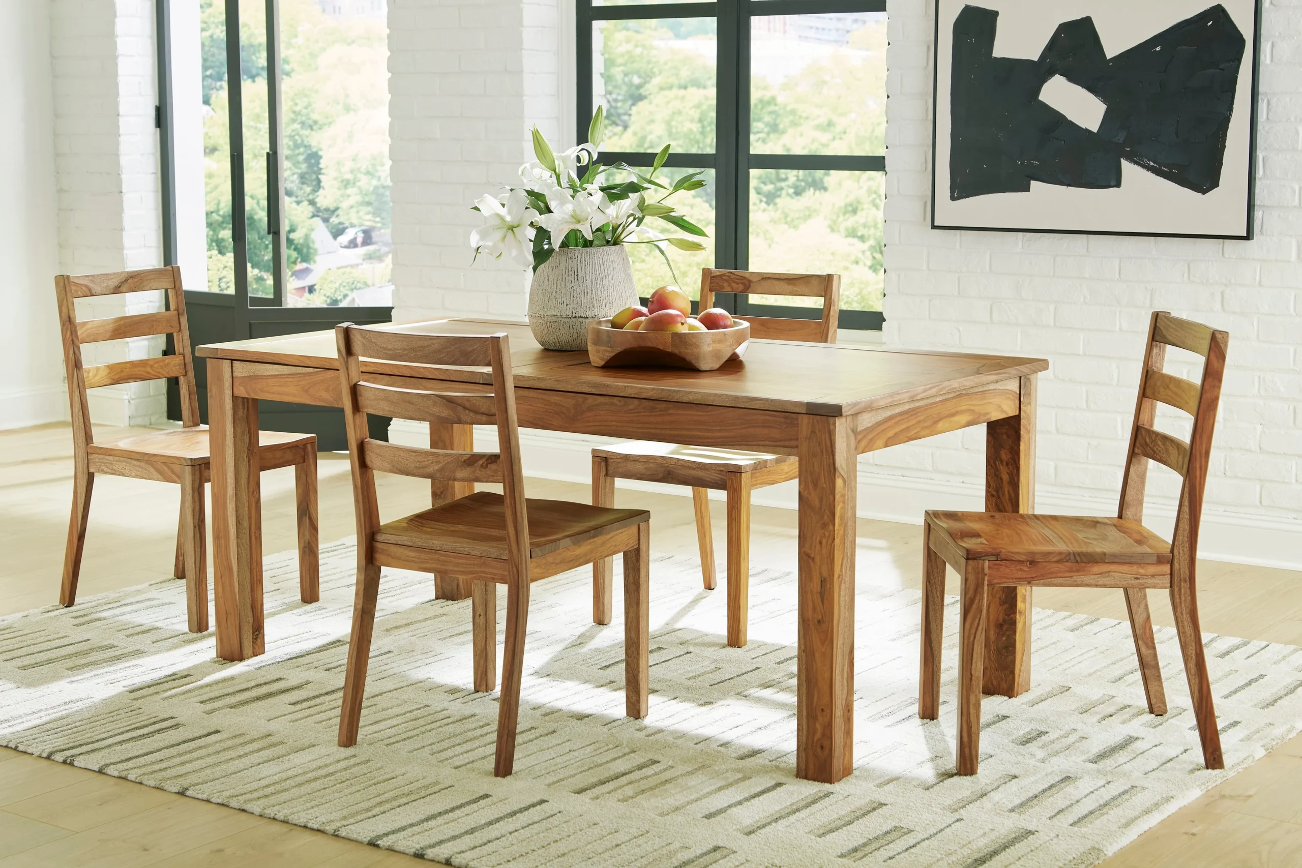5-Piece Dining Set (Rectangle Extension Table & 4 Chairs)