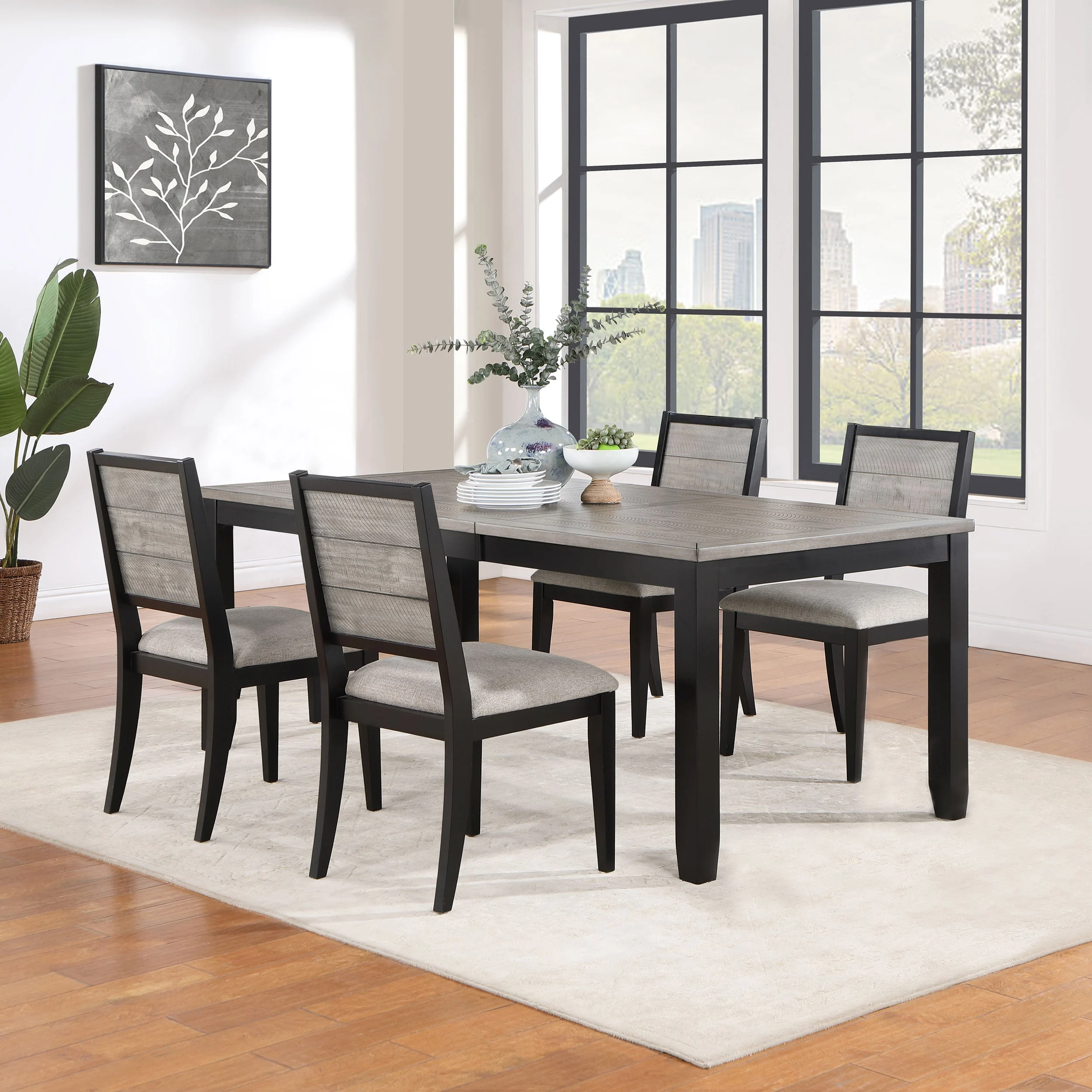 5-Piece Extension Leaf Dining Set - Table & 4 Side Chairs