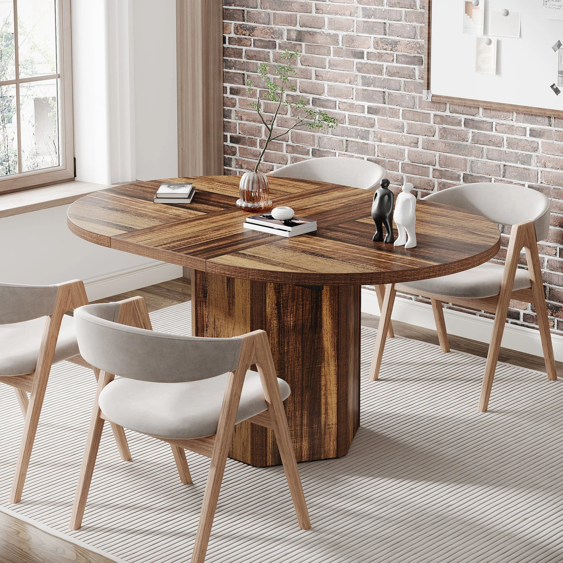 55" Conference Table, Oval Rustic Meeting Table For 6 People