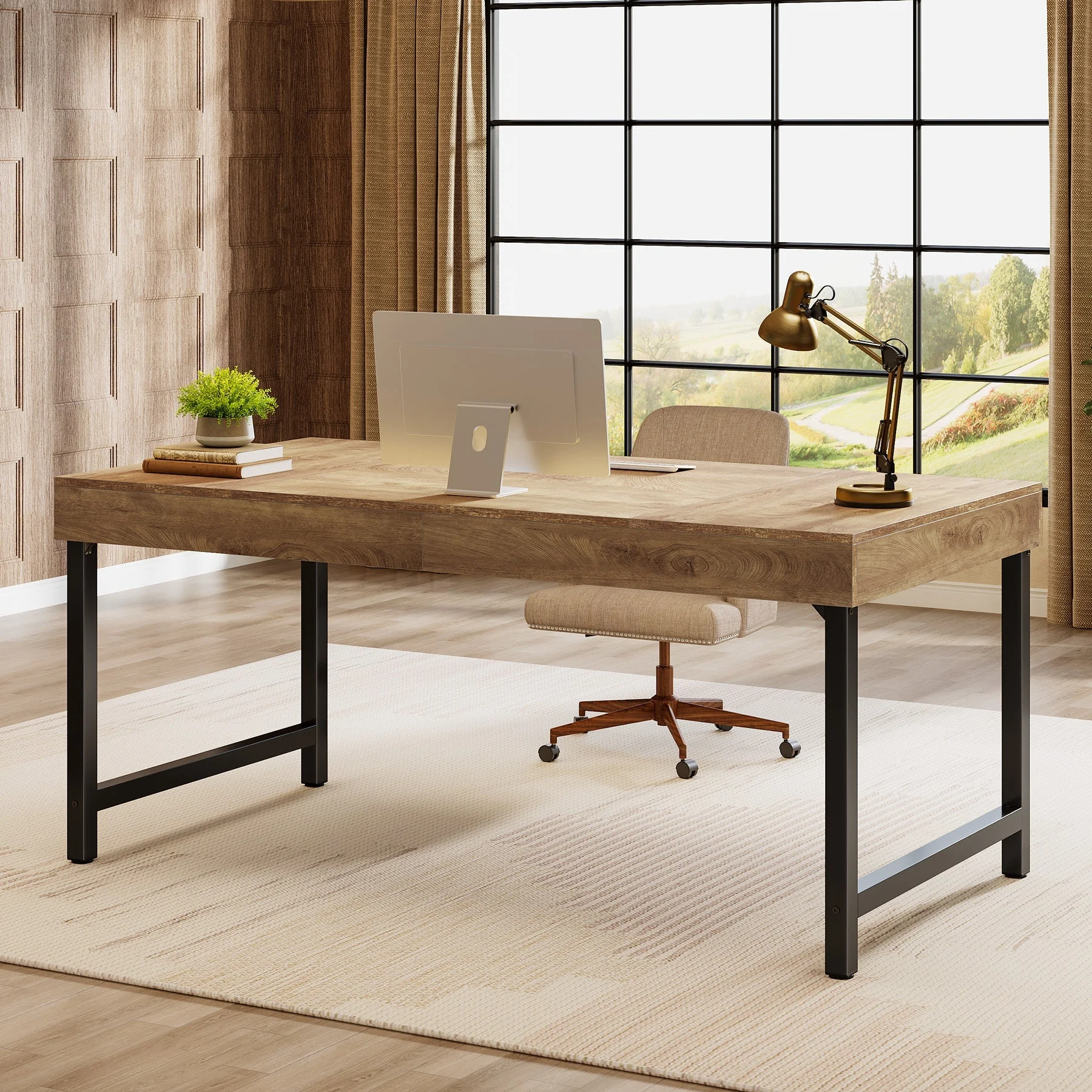 55" Executive Desk, Simple Computer Desk for Home Office