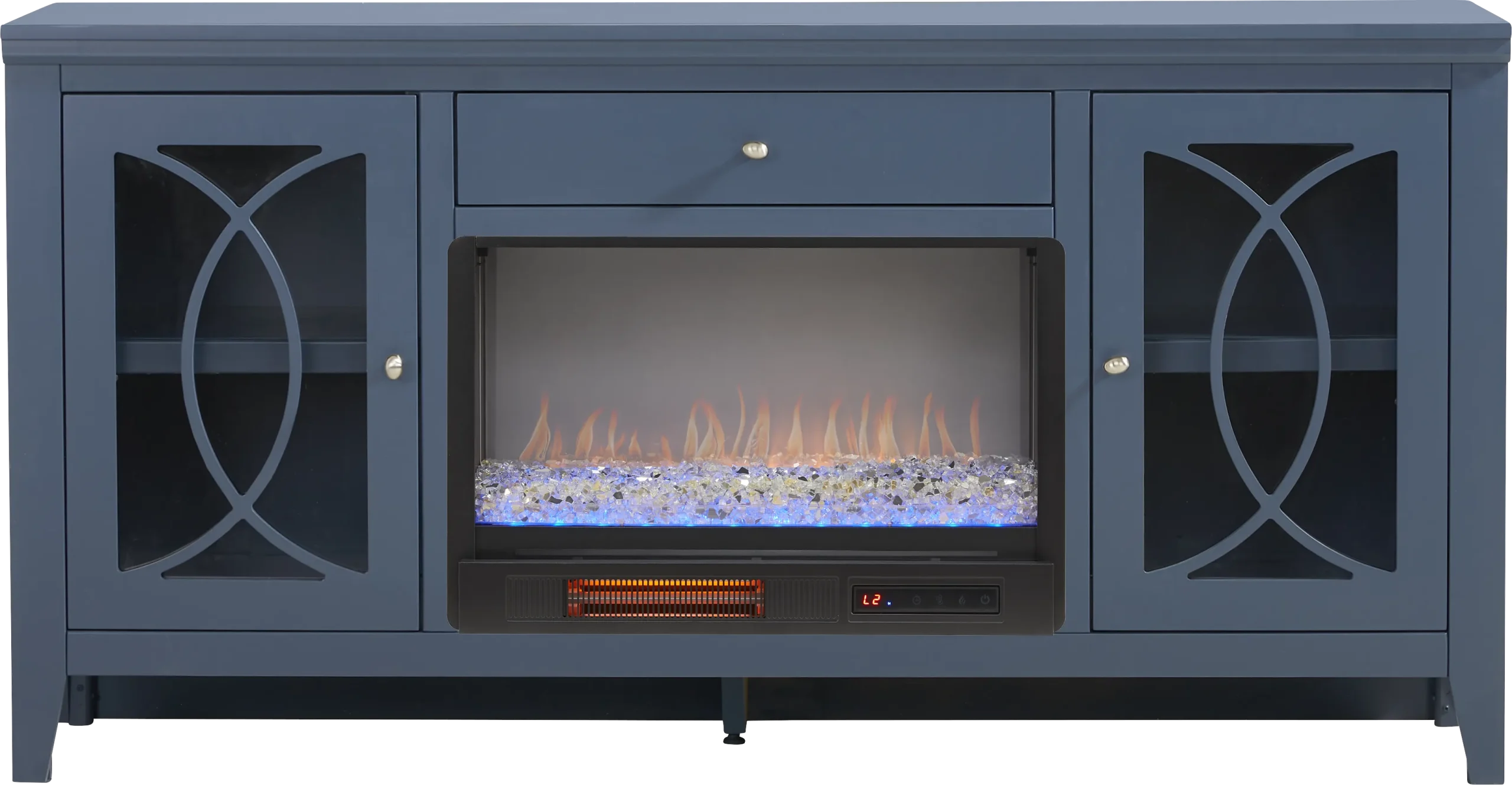 Abbie II Blue 66 in. Console with Electric Fireplace