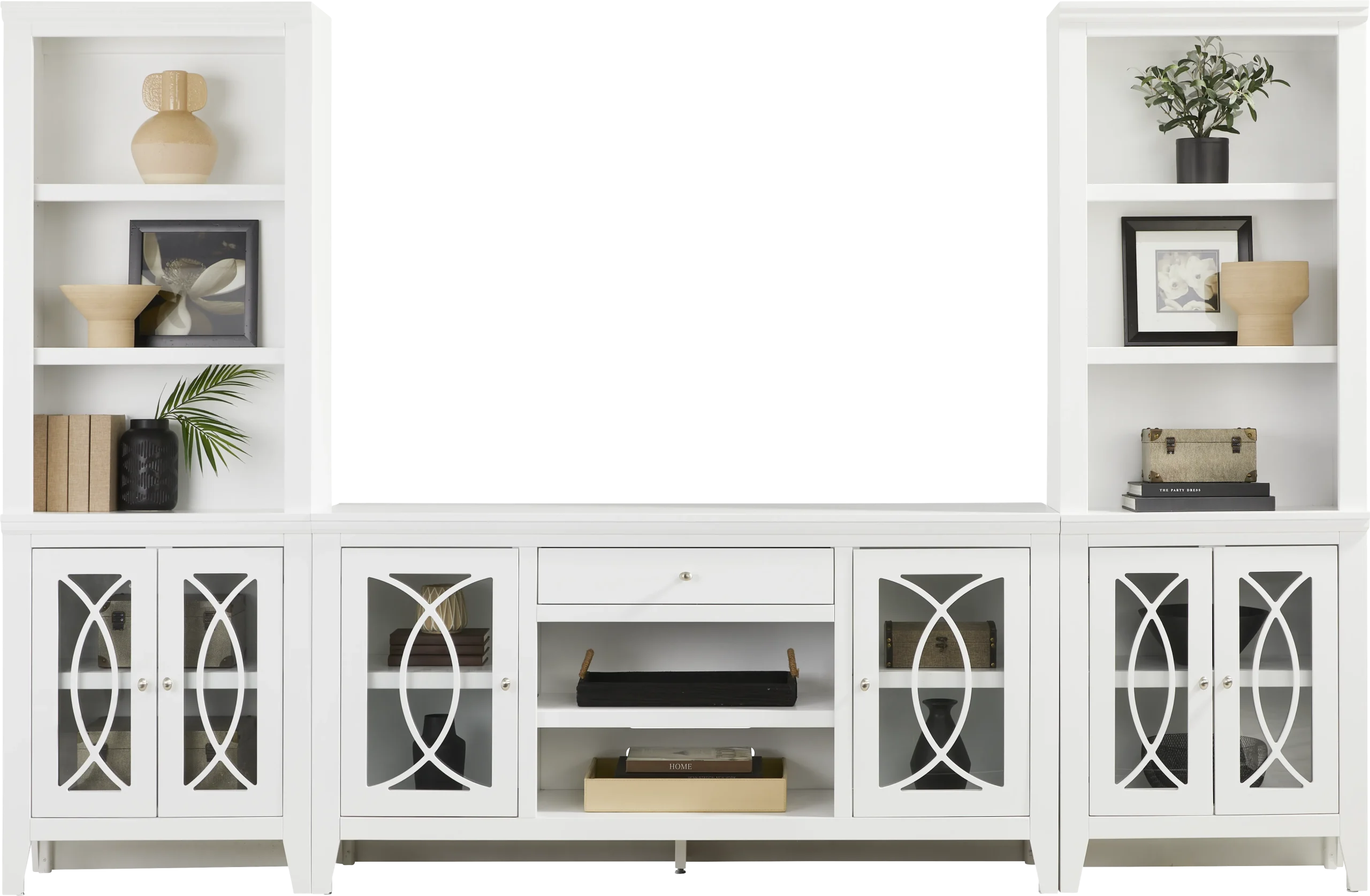 Abbie II White 3 Pc Wall Unit with 66 in. Console