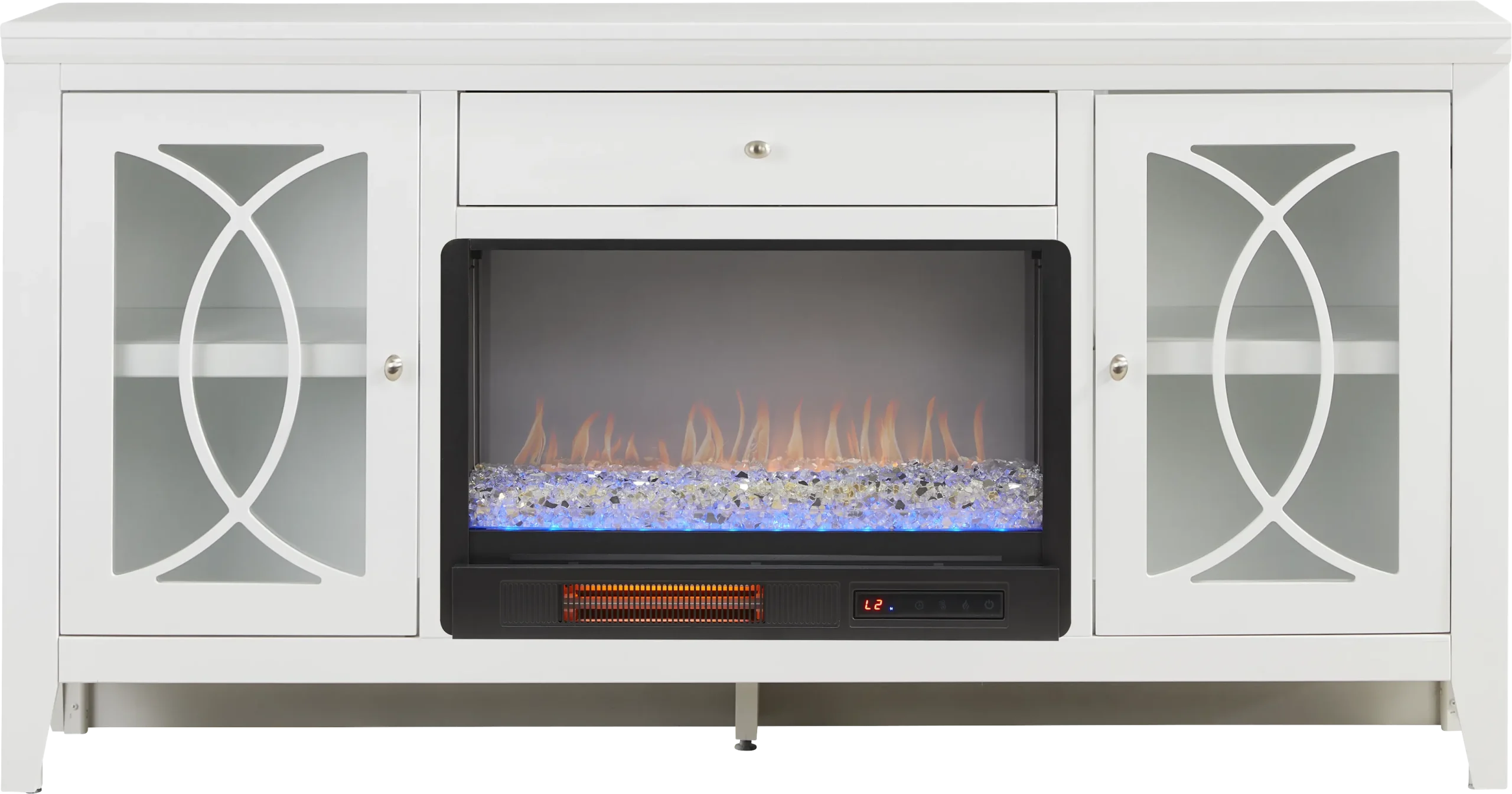 Abbie II White 66 in. Console with Electric Fireplace