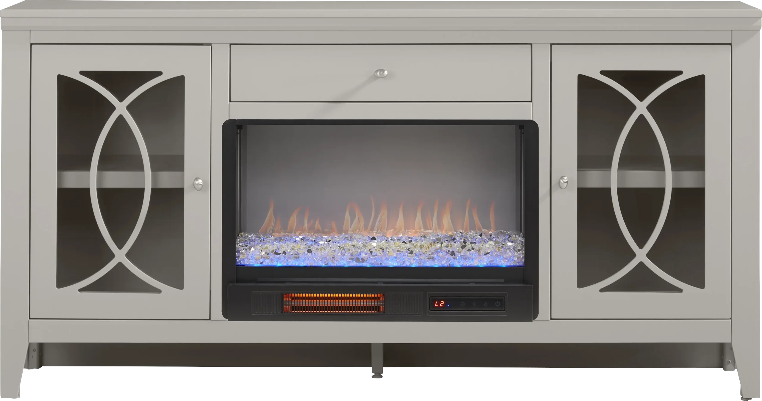Abbie II Gray 66 in. Console with Electric Fireplace