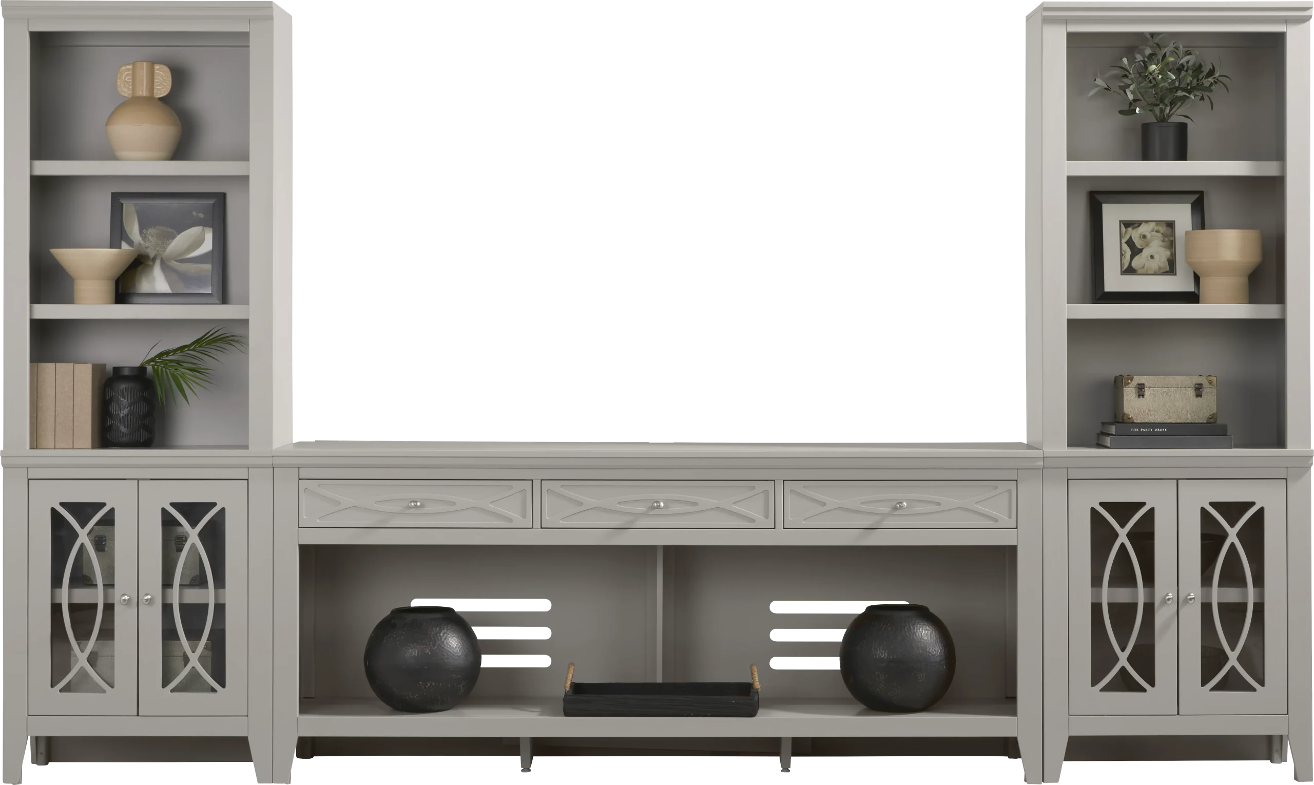 Abbie II Gray 3 Pc Wall Unit with 77 in. Console