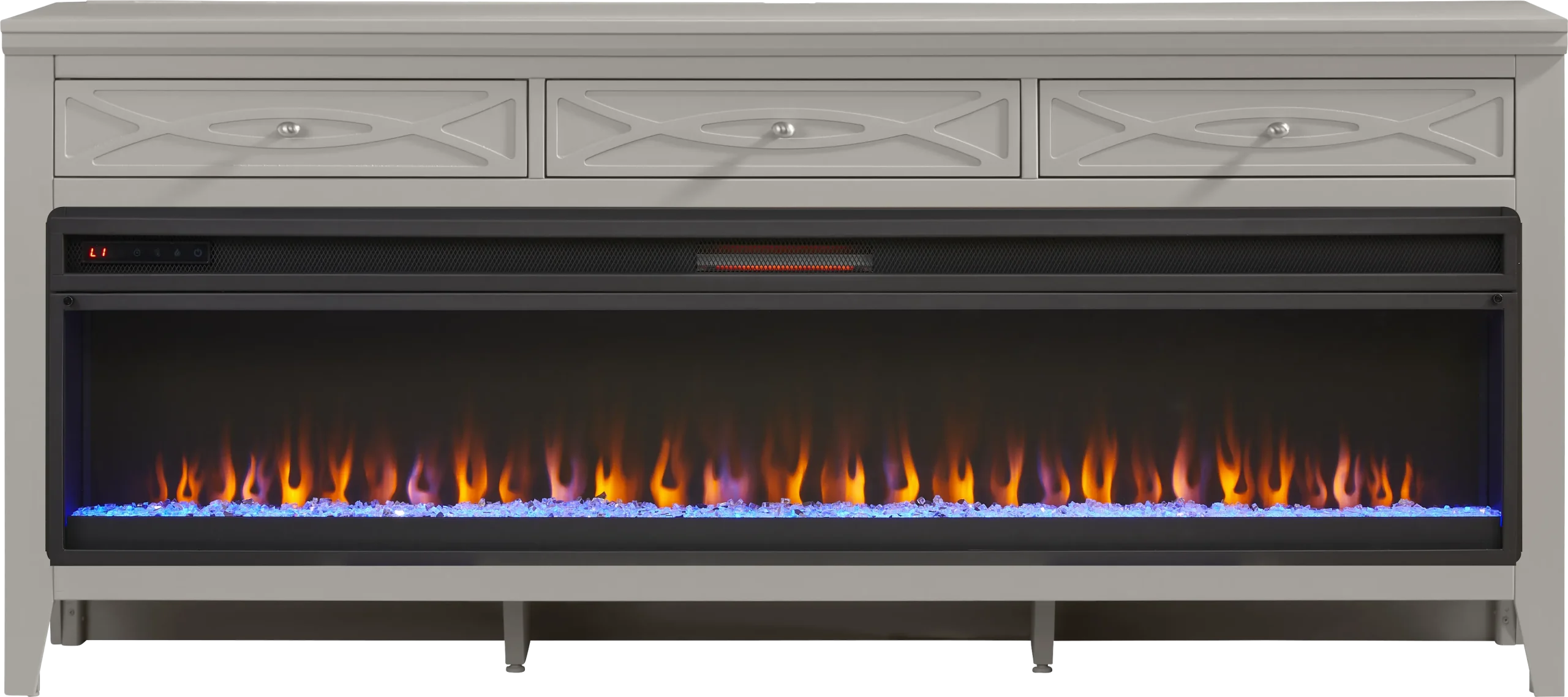Abbie II Gray 77 in. Console with Electric Fireplace