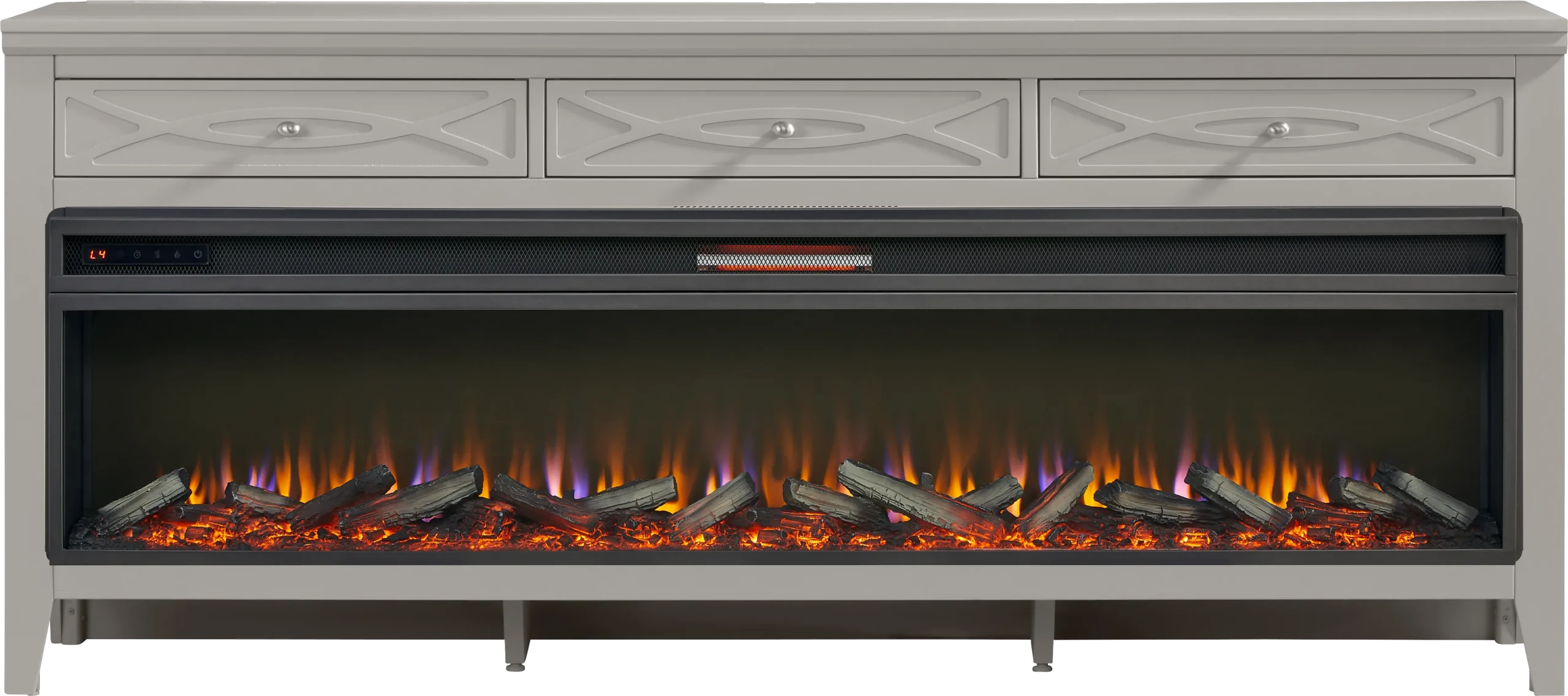 Abbie II Gray 77 in. Console with Electric Log Fireplace