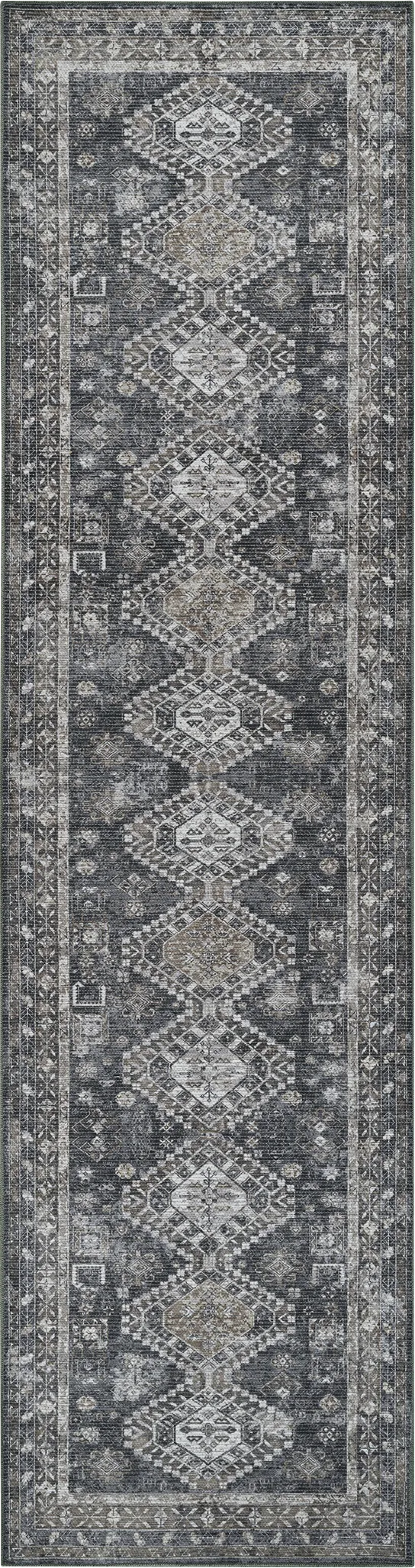 Aebby Gray 2'7 x 10' Machine Washable Rug