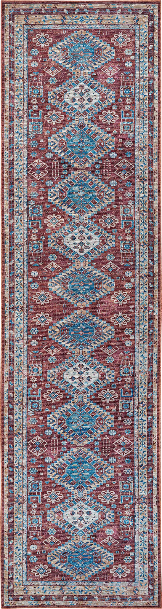 Aebby Red 2'7 x 10' Machine Washable Rug