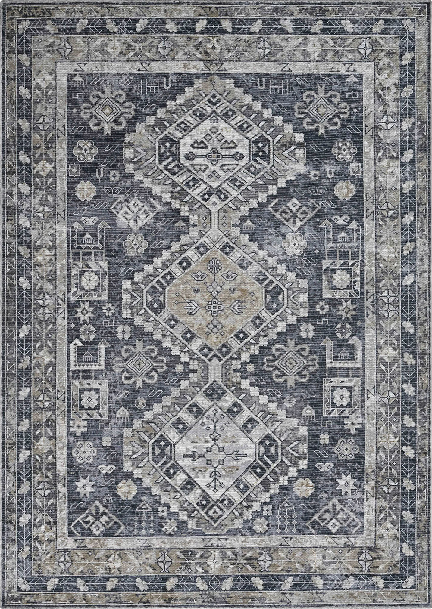 Aebby Gray 7'10 x 9'9 Machine Washable Rug