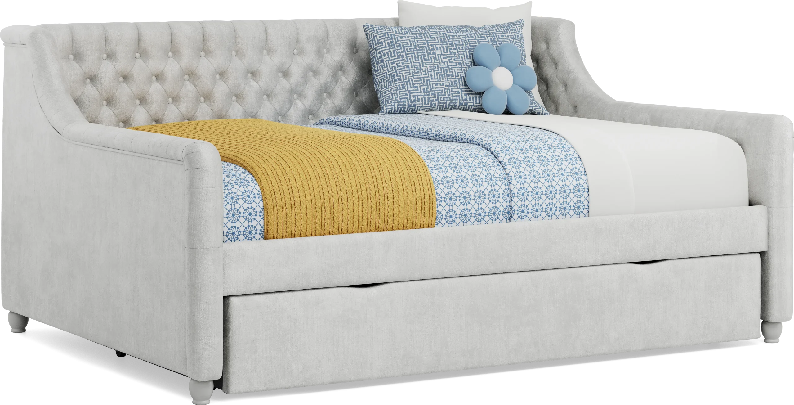 Alena Silver Full Daybed with Twin Storage Trundle