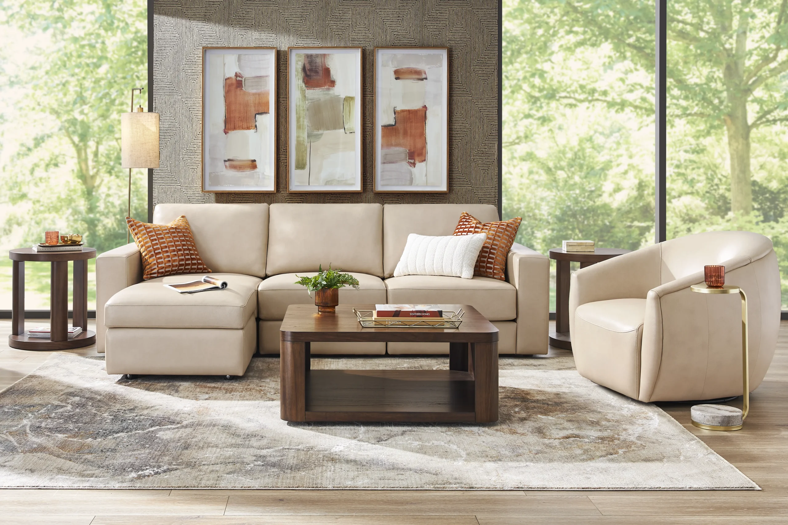 Venice Modular Leather 4 Pc Sectional