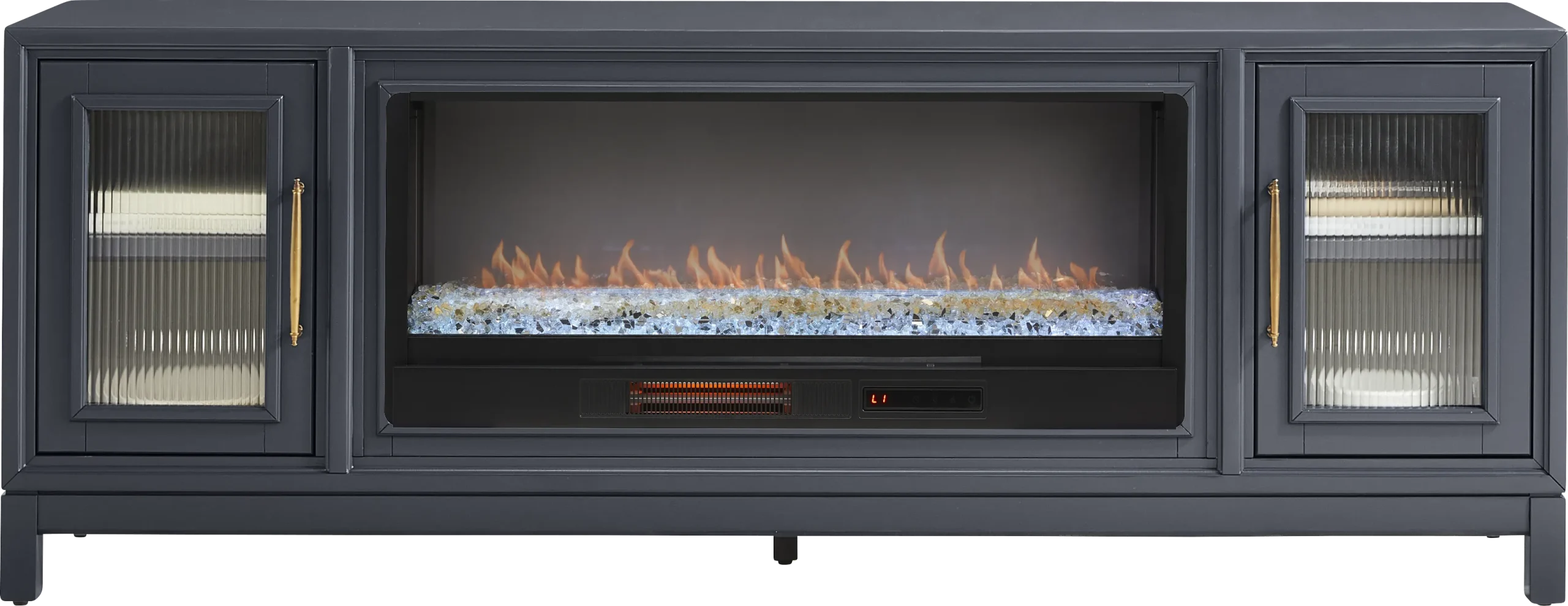 Albion Blue 84 in. Console with Electric Fireplace