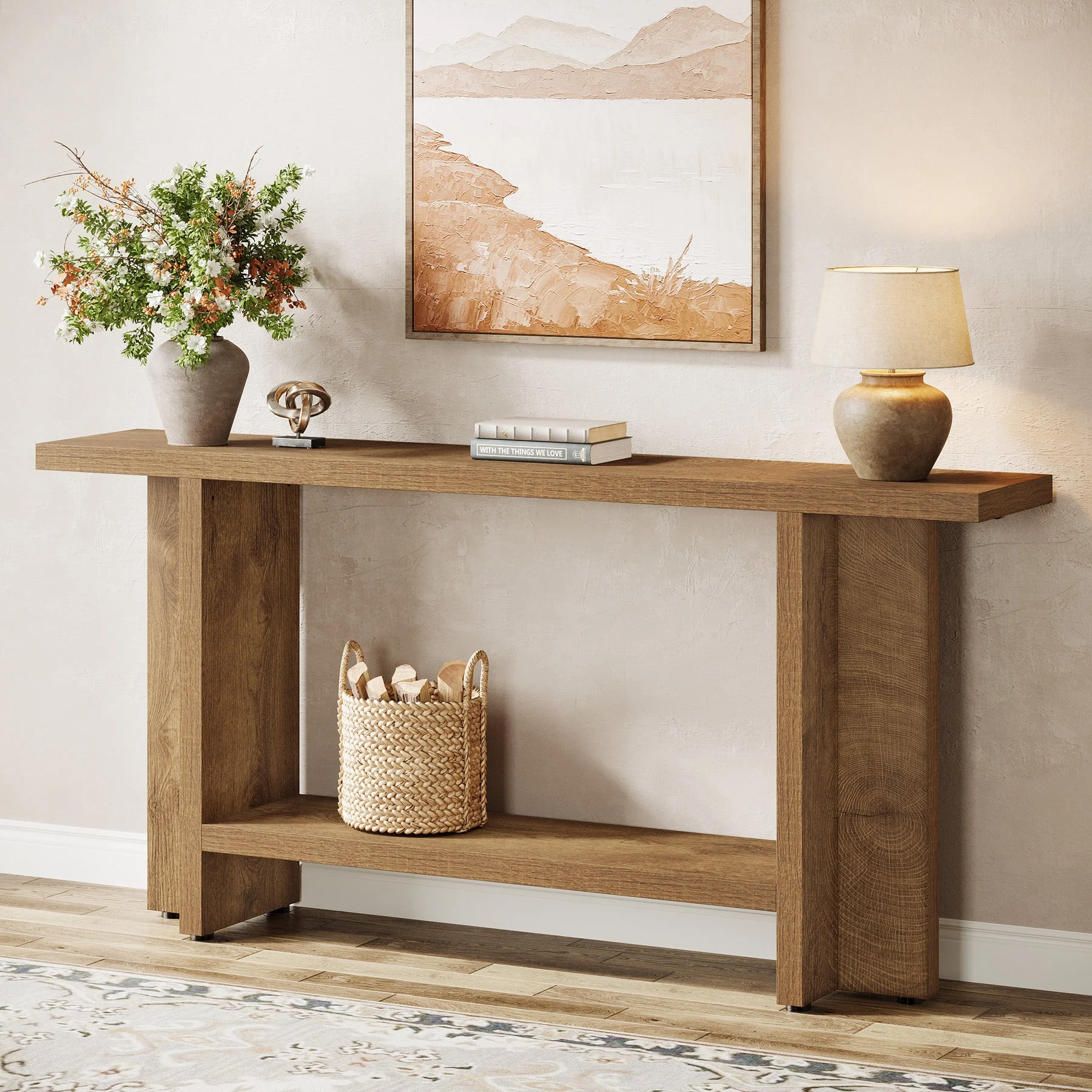 59" Console Table, Farmhouse Sofa Table Hallway Table