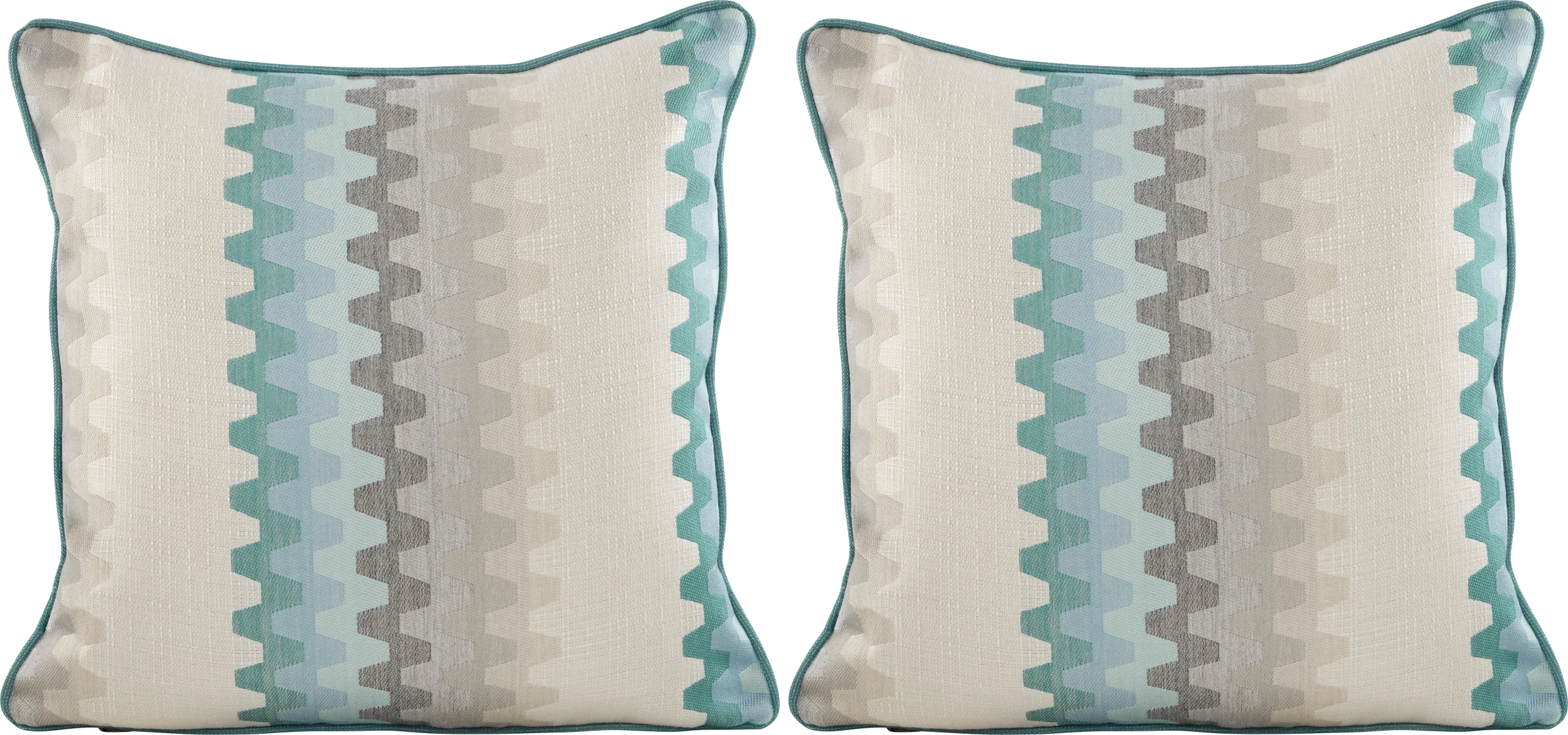 Accordian Geo Turquoise Indoor/Outdoor Accent Pillow, Set of Two