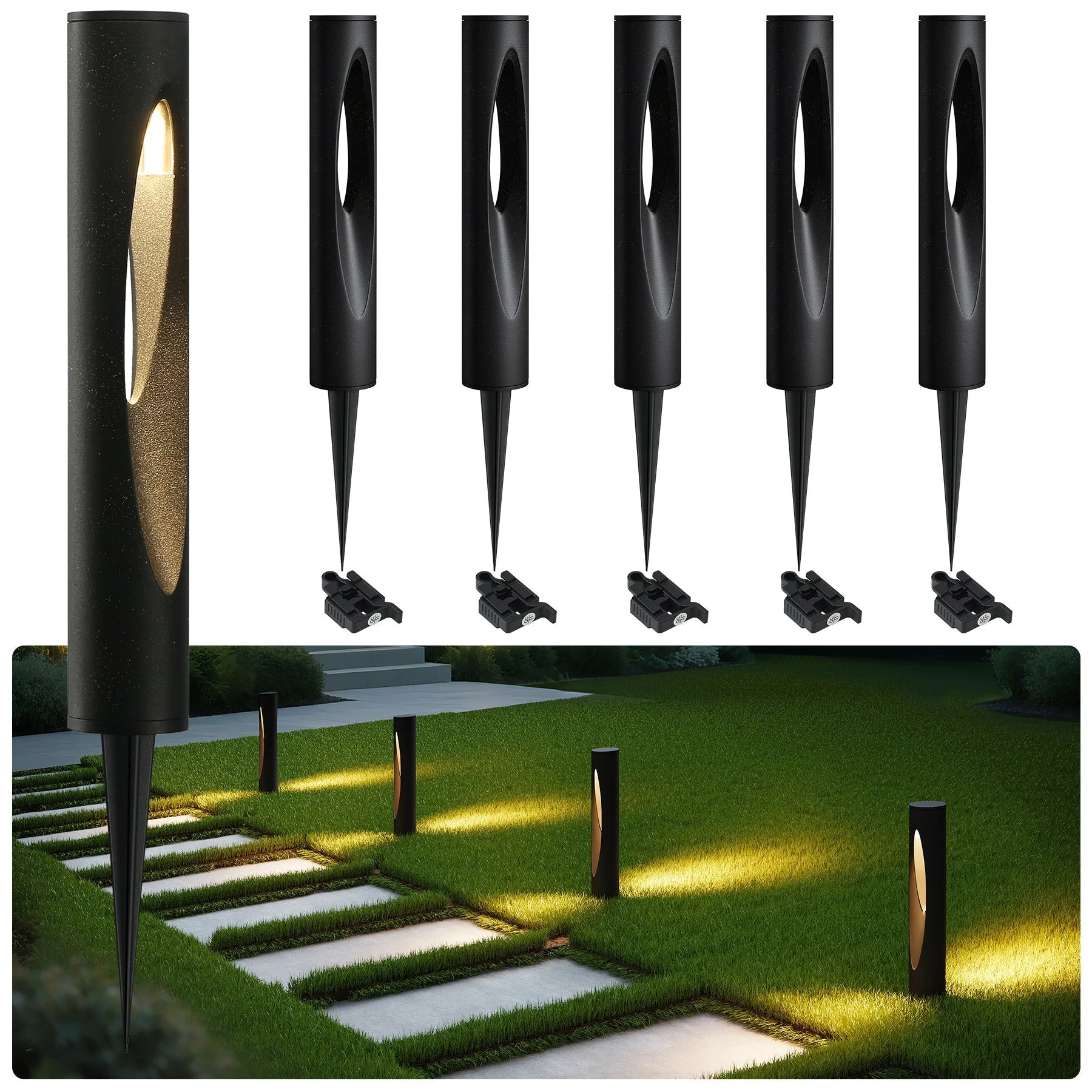 6-Pack Low-Voltage Landscape Lights, 4.8W LED Pathway Lights